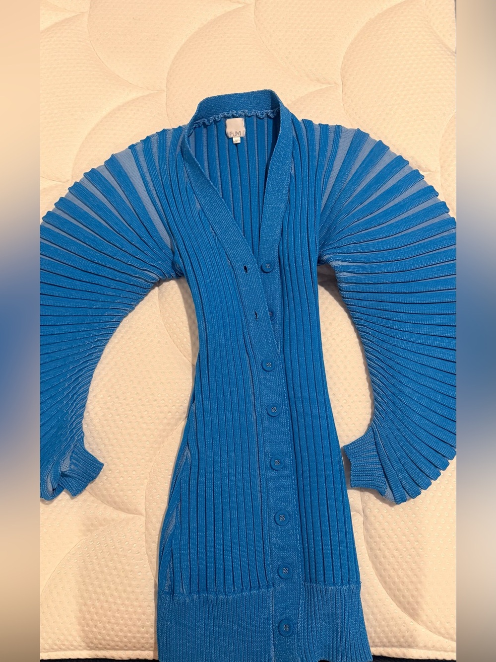 Women’s Ribbed Button-Front Cardigan Sweater in Bright Blue